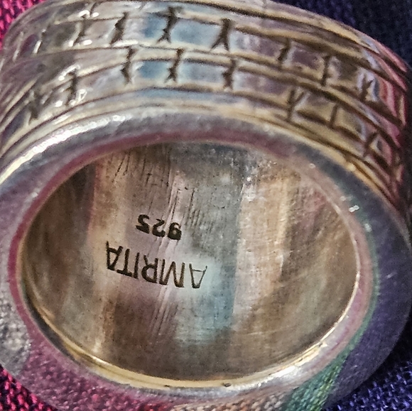 Amrita Singh Sterling Silver Floral Cigar Band Ring - Picture 5 of 9